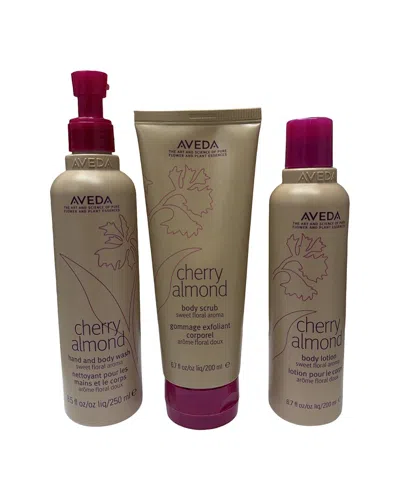 Aveda 24oz Cherry Almond Hand & Body Wash Body Scrub 3pc Set In Brown