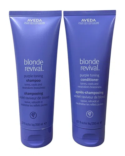 Aveda Unisex Blonde Revival Purple Toning Shampoo & Conditioner In White