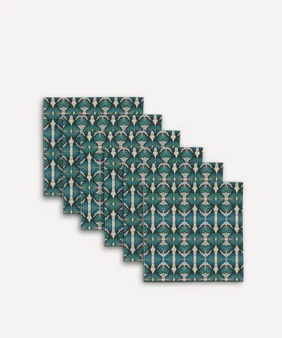 Avenida Home Blue Butterfly Linen Napkins Set Of Six In Multi