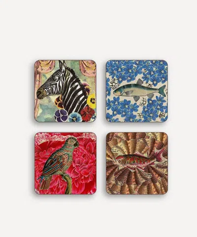 Avenida Home Colourful Animal Round Coasters Set Of Four In Multi