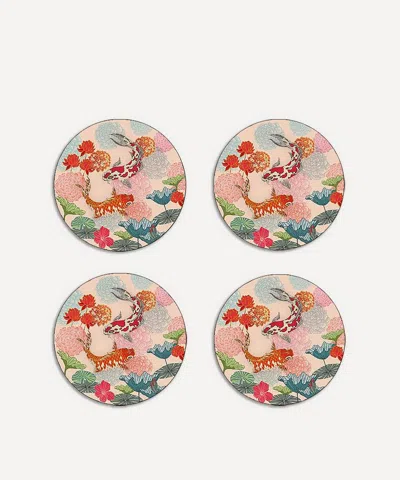 Avenida Home Lotus Round Coasters Set Of Four In Multi