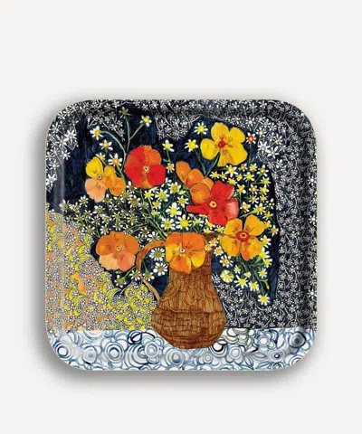 Avenida Home Orange Flowers Tray In Multi