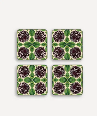 Avenida Home Purple Dahlia Coasters Set Of Four In Multi