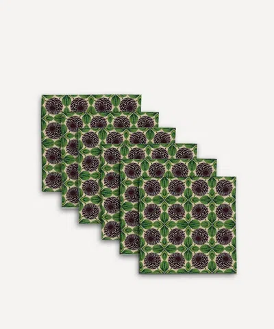 Avenida Home Purple Dahlia Linen Napkins Set Of Six In Multi