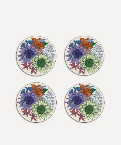 Avenida Home Sunflower Round Coasters Set Of Four In Multi