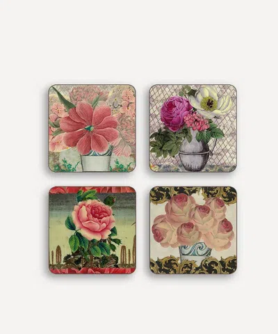 Avenida Home Vintage Floral Coasters Set Of Four In Multi