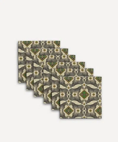Avenida Home Zebra Dahlia Linen Napkins Set Of Six In Multi