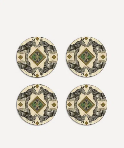 Avenida Home Zebra Round Coasters Set Of Four In Multi