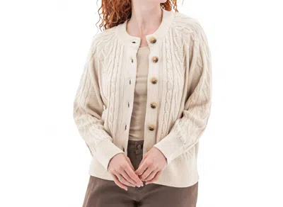 Aventura Cascade Cable Knit Raglan Cardigan In Egret In White
