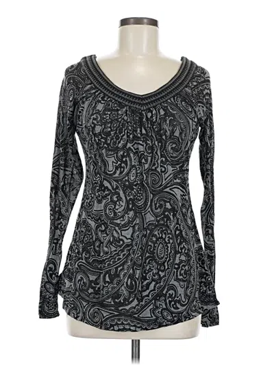 Pre-owned Aventura Long Sleeve Top Black Scoop Neck Tops