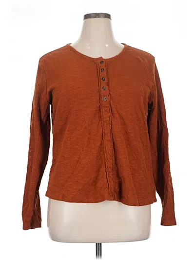 Pre-owned Aventura Long Sleeve Top Brown Crew Neck Tops
