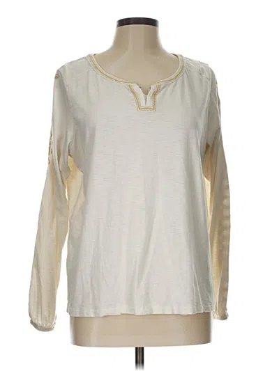 Pre-owned Aventura Long Sleeve Top Ivory Crew Neck Tops In White