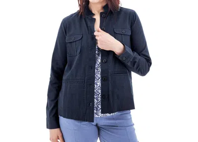 Aventura Temple Lightweight Utility Woven Button Front Jacket In Black Iris