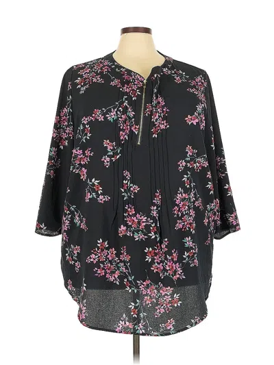 Pre-owned Avenue 3/4 Sleeve Blouse In Black