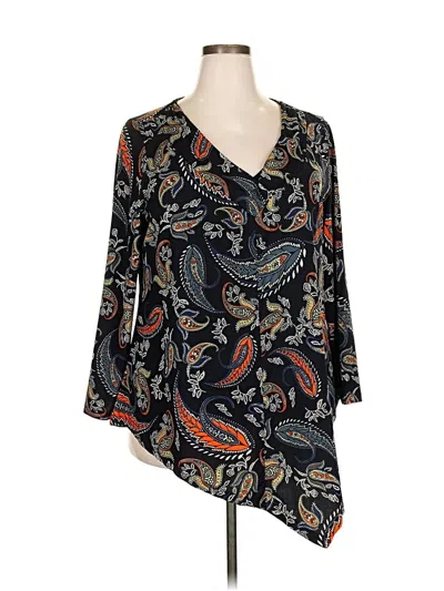 Pre-owned Avenue 3/4 Sleeve Blouse In Black