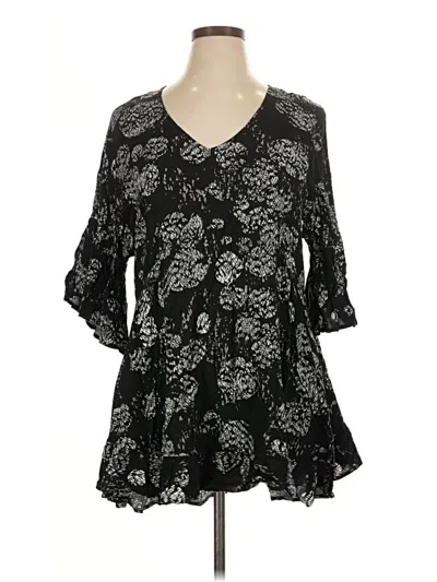 Pre-owned Avenue 3/4 Sleeve Blouse In Black