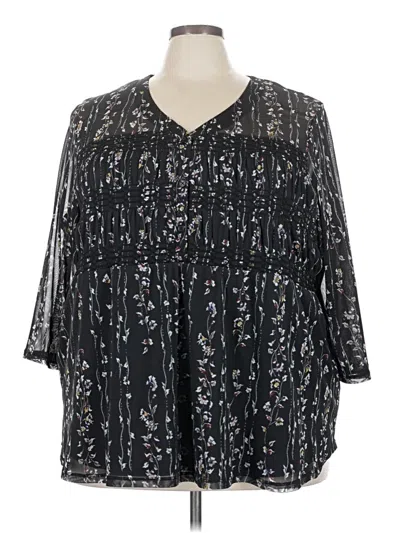 Pre-owned Avenue 3/4 Sleeve Blouse In Black