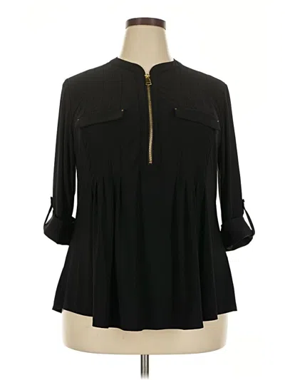 Pre-owned Avenue 3/4 Sleeve Blouse In Black