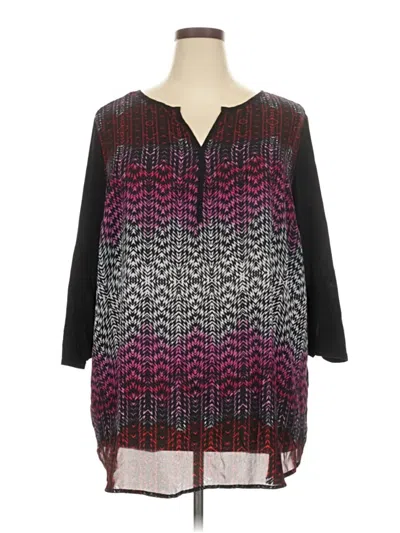 Pre-owned Avenue 3/4 Sleeve Blouse In Black