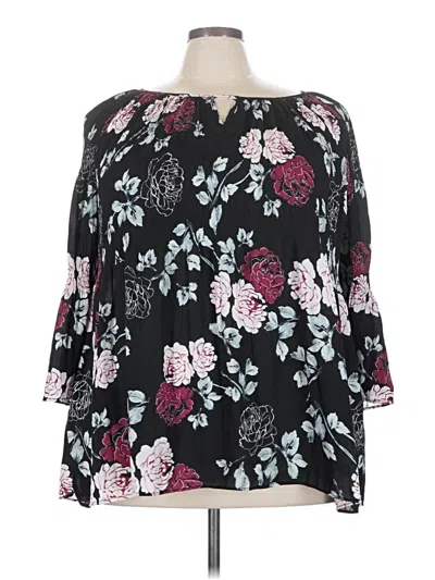 Pre-owned Avenue 3/4 Sleeve Blouse In Black
