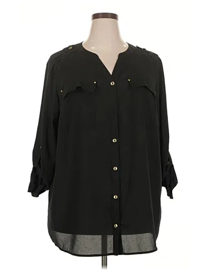Pre-owned Avenue 3/4 Sleeve Blouse In Black