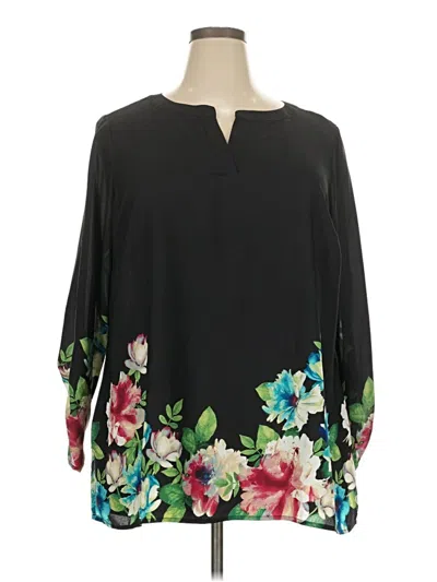 Pre-owned Avenue 3/4 Sleeve Blouse In Black