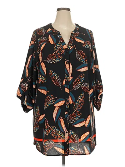 Pre-owned Avenue 3/4 Sleeve Blouse In Black