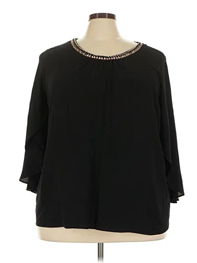 Pre-owned Avenue 3/4 Sleeve Blouse In Black