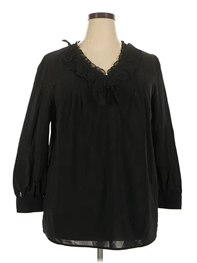 Pre-owned Avenue 3/4 Sleeve Blouse In Black