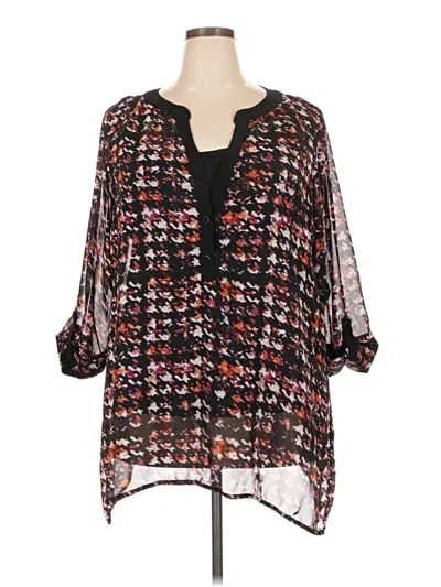 Pre-owned Avenue 3/4 Sleeve Blouse In Black