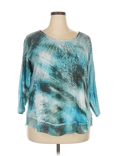 Pre-owned Avenue 3/4 Sleeve Blouse In Blue