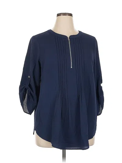 Pre-owned Avenue 3/4 Sleeve Blouse In Blue