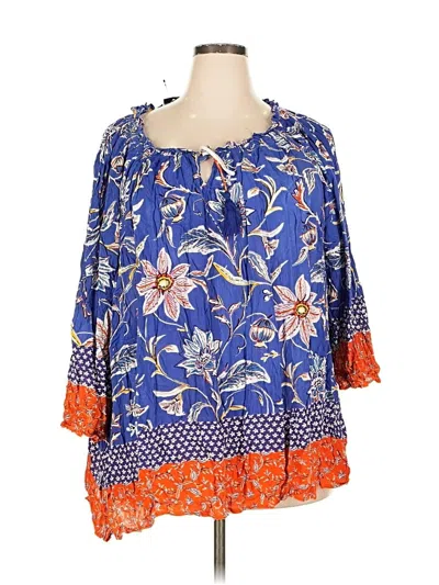 Pre-owned Avenue 3/4 Sleeve Blouse In Blue