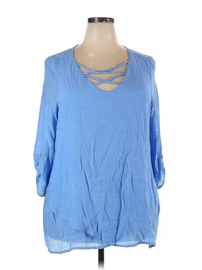Pre-owned Avenue 3/4 Sleeve Blouse In Blue