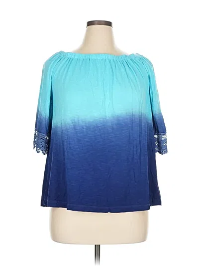 Pre-owned Avenue 3/4 Sleeve Blouse In Blue