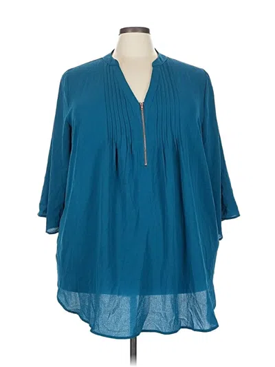 Pre-owned Avenue 3/4 Sleeve Blouse In Blue