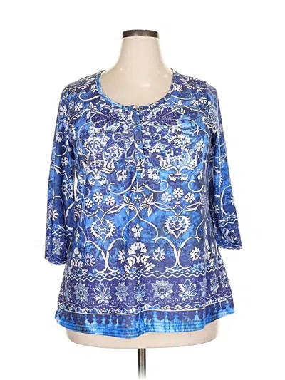 Pre-owned Avenue 3/4 Sleeve Blouse In Blue