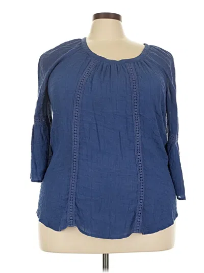 Pre-owned Avenue 3/4 Sleeve Blouse In Blue