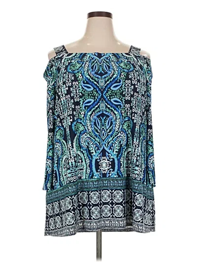 Pre-owned Avenue 3/4 Sleeve Blouse In Blue