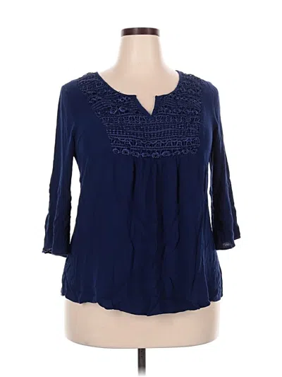Pre-owned Avenue 3/4 Sleeve Blouse In Blue