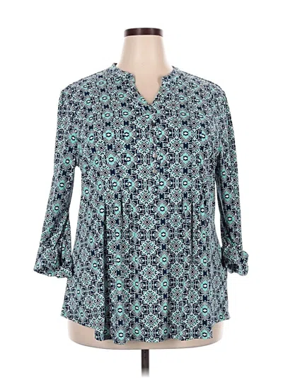 Pre-owned Avenue 3/4 Sleeve Blouse In Blue
