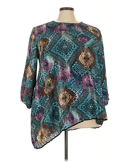 Pre-owned Avenue 3/4 Sleeve Blouse In Blue
