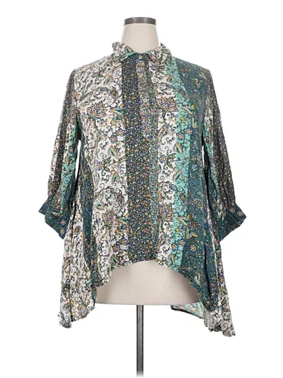 Pre-owned Avenue 3/4 Sleeve Blouse In Blue
