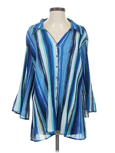 Pre-owned Avenue 3/4 Sleeve Blouse In Blue