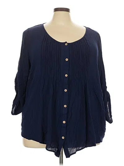 Pre-owned Avenue 3/4 Sleeve Blouse In Blue