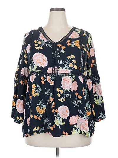 Pre-owned Avenue 3/4 Sleeve Blouse In Blue