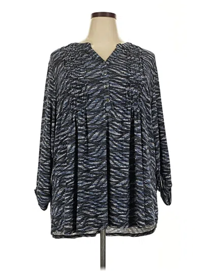 Pre-owned Avenue 3/4 Sleeve Blouse In Blue