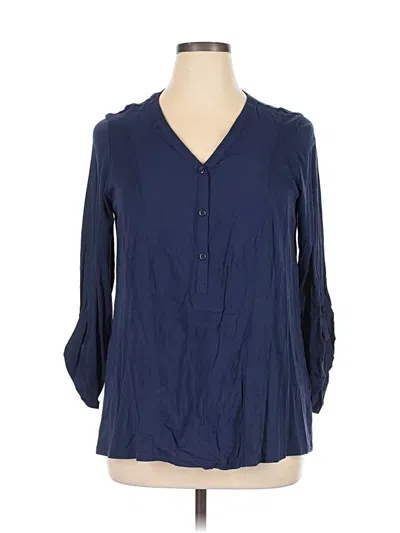 Pre-owned Avenue 3/4 Sleeve Blouse In Blue