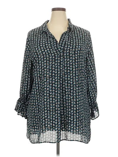 Pre-owned Avenue 3/4 Sleeve Blouse In Blue