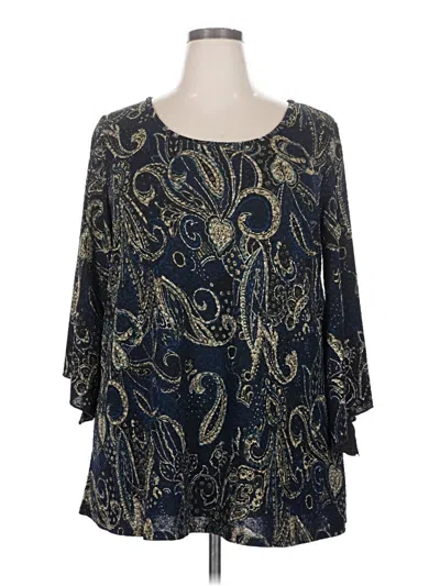 Pre-owned Avenue 3/4 Sleeve Blouse In Blue